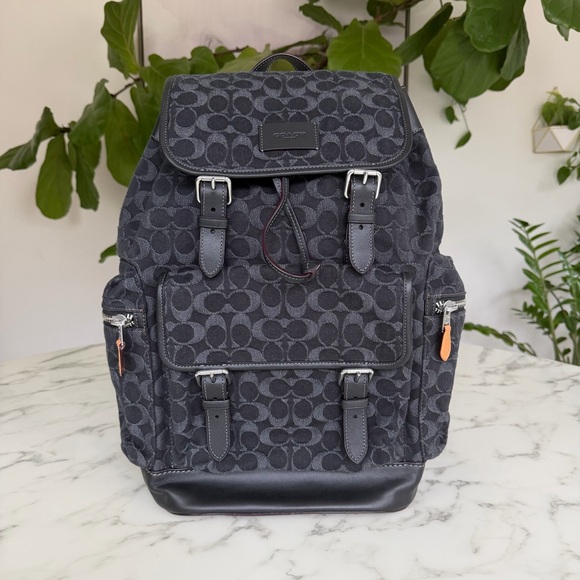 Coach Sprint Backpack In Signature Denim & Leather Silver Black CO933 Laptop Bag